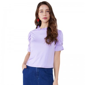 OEM Frill ръкав мода за рязане официална шифон блуза дизайни момичета жена блуза