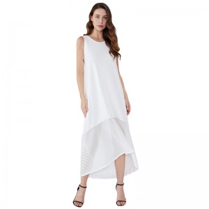 Рокля Femininas Бяла памучна дреха Дамска рокля с дантела