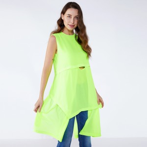 Флуоресцентни зелени розови дизайни Плюс размер Дълга дамска блуза и топ
